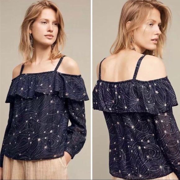 Anthropologie Floreat Starlit Off-the-Shoulder Blouse NWT M - Picture 1 of 8
